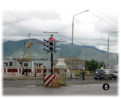 6.Road traffic signal set in Ulaanbaatar, Mongolia.